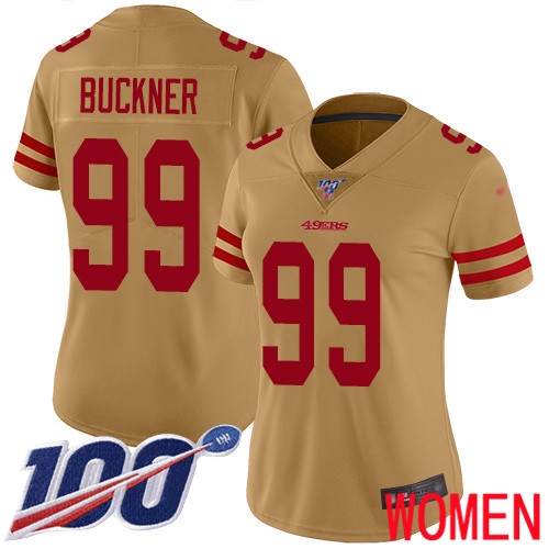 San Francisco 49ers Limited Gold Women DeForest Buckner NFL Jersey #99 100th Season Vapor Untouchable